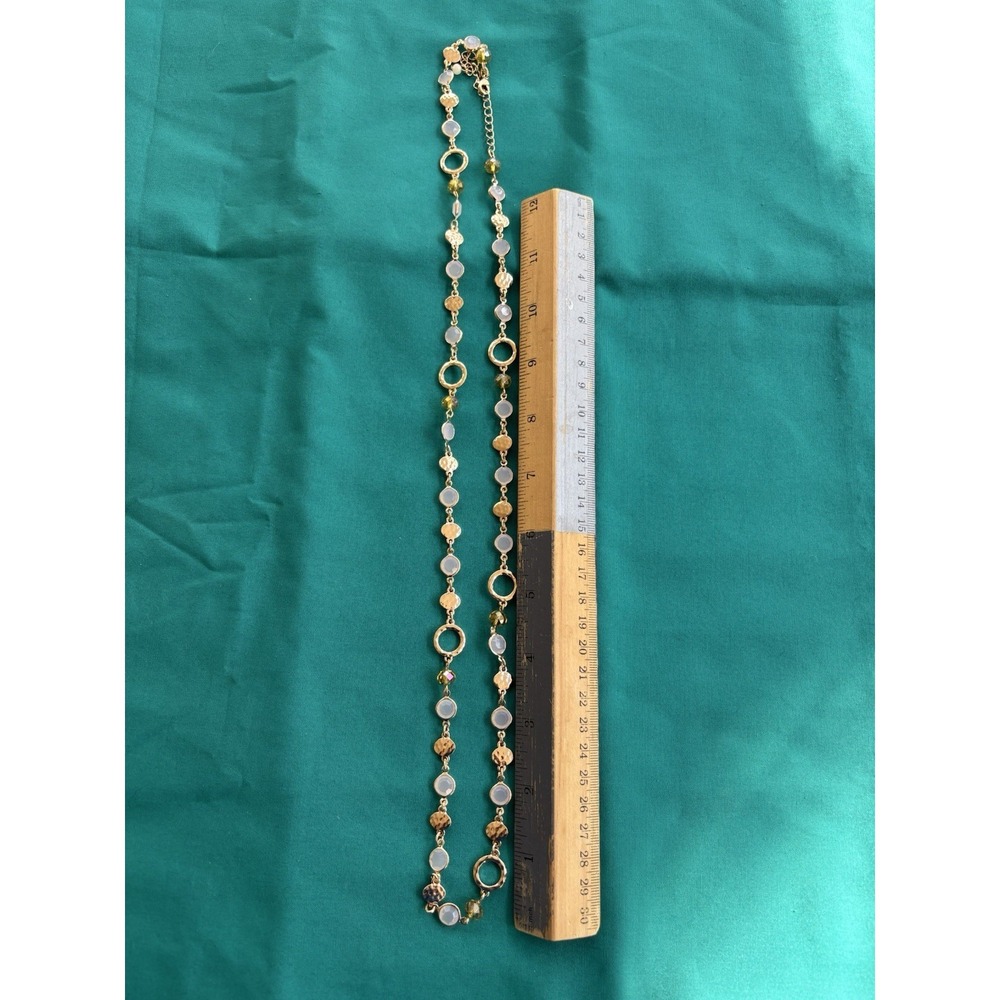 AVON Gold Tone Necklace With Beads Gold Circles 32" - Picture 3 of 3